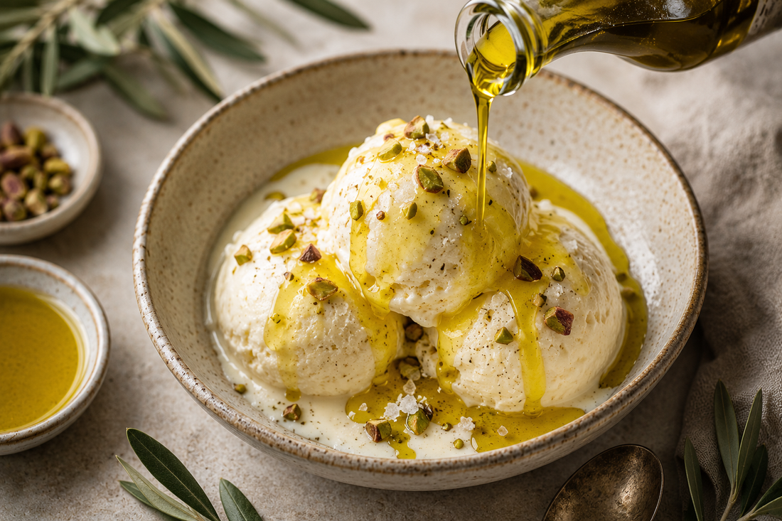 Olive Oil on Vanilla Ice Cream
